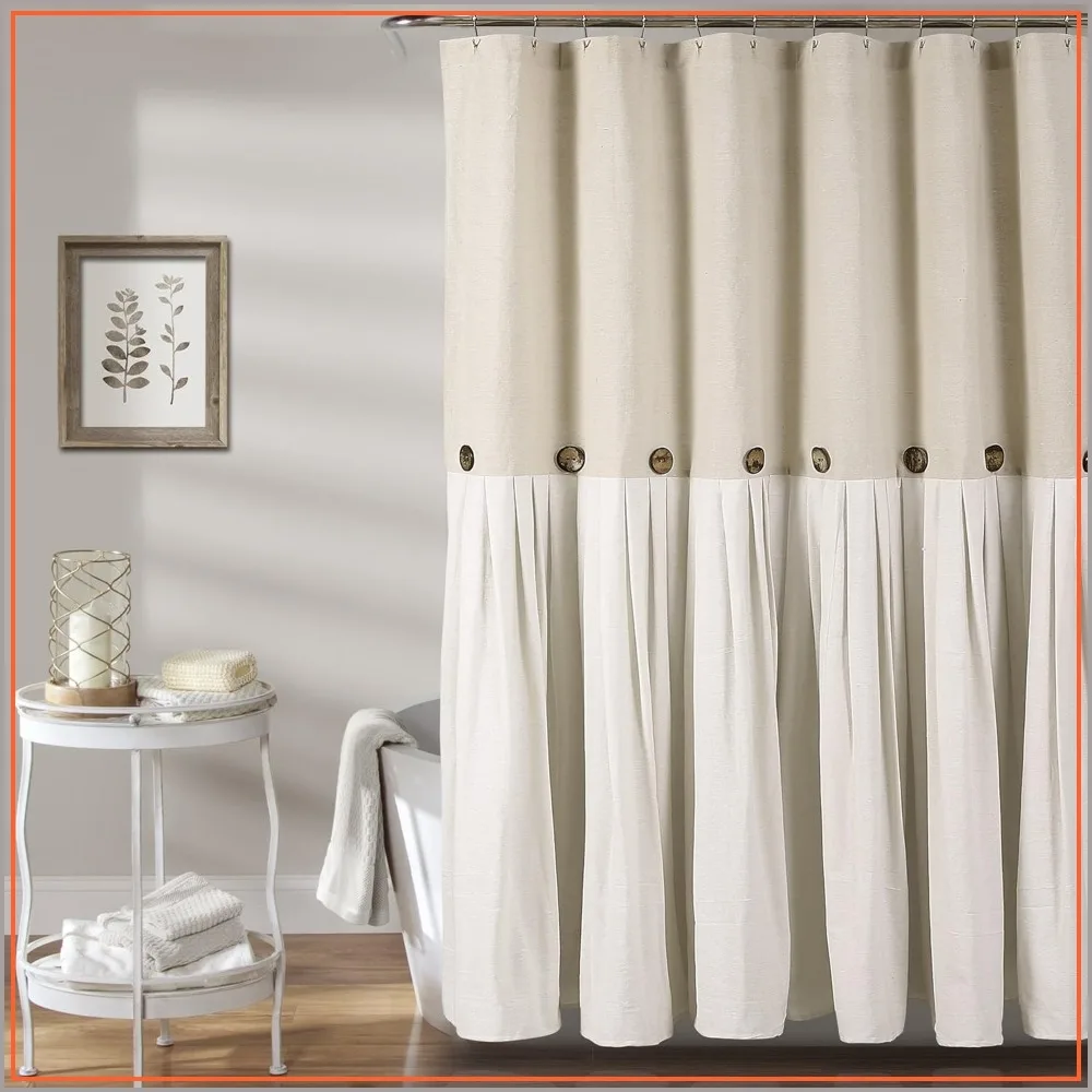 Extra Long Linen Button Shower Curtain, 72x84 Inches, Neutral Farmhouse Bathroom Decor
Extra Long Linen Button Shower Curtain, 72x84 Inches, Neutral Farmhouse Bathroom Decor