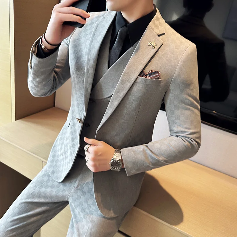 High-quality Men's (suit + Vest + Trousers) Wedding Suit M-5XL Korean Slim Fashion Handsome Fashion 3/2 Suit Set Smart Casual
High-quality Men's (suit + Vest + Trousers) Wedding Suit M-5XL Korean Slim Fashion Handsome Fashion 3/2 Suit Set Smart Casual