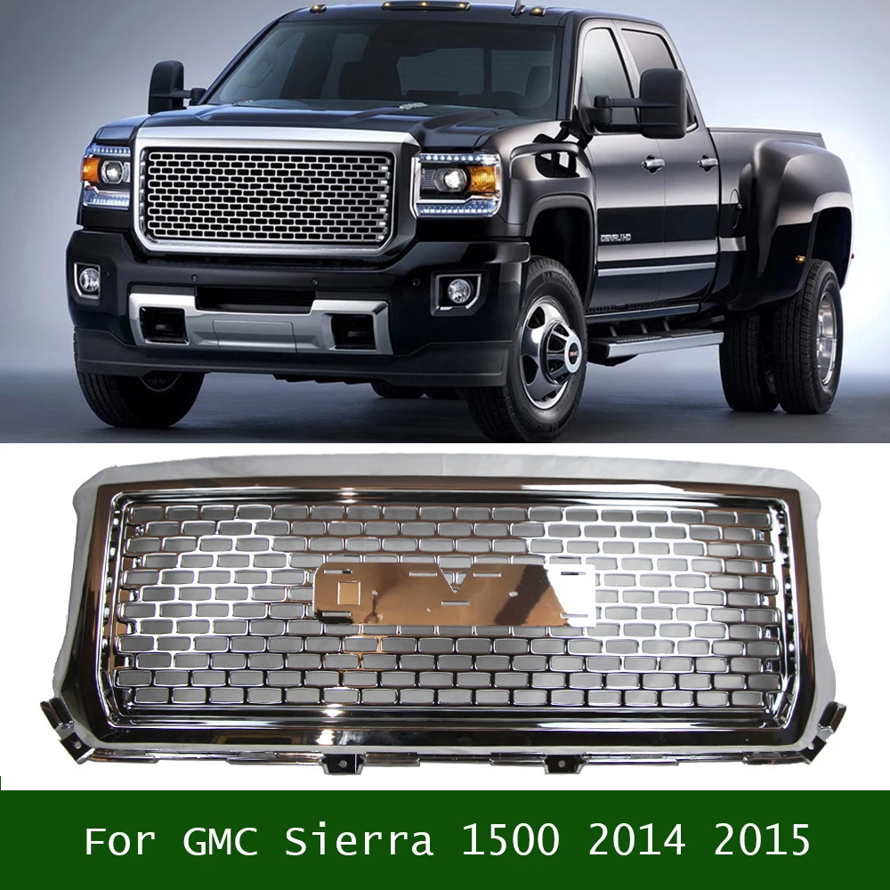 For GMC Sierra 1500 2014 2015 Car-Styling ABS High Quality Racing Grille Front Upper Grill Bumper Mesh Hood Grills Chrome
For GMC Sierra 1500 2014 2015 Car-Styling ABS High Quality Racing Grille Front Upper Grill Bumper Mesh Hood Grills Chrome