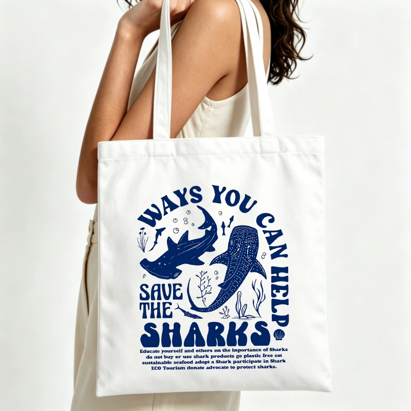 Women's shark graphic canvas tote bag with marine life print, ideal for casual daily use and eco-conscious outings
Women's shark graphic canvas tote bag with marine life print, ideal for casual daily use and eco-conscious outings