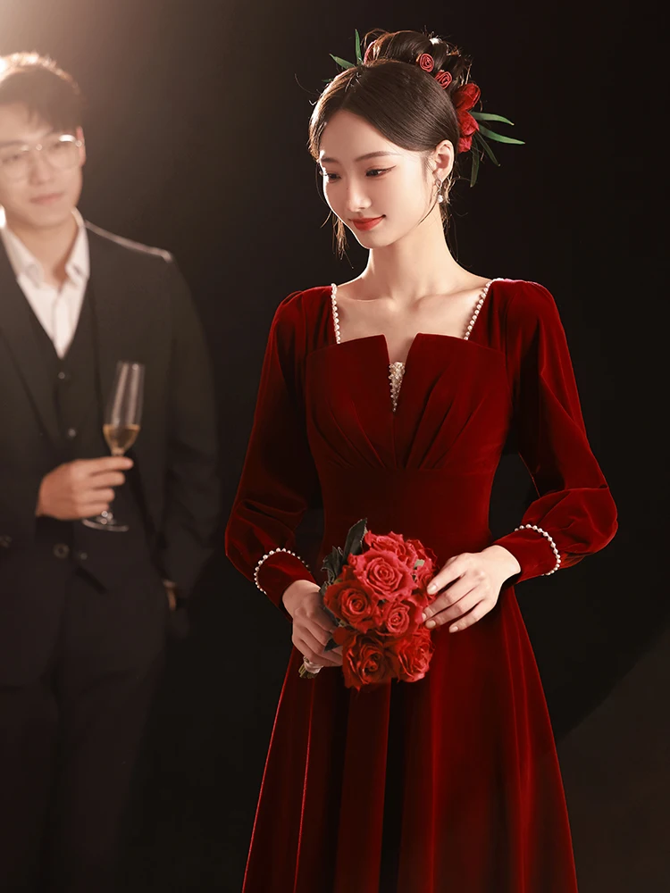 Red Velvet Long Sve Wedding Dr Long Evening Gown for Women Summer Engagement Return Home Dr A-Line Skirt Mid-Waist
Red Velvet Long Sve Wedding Dr Long Evening Gown for Women Summer Engagement Return Home Dr A-Line Skirt Mid-Waist