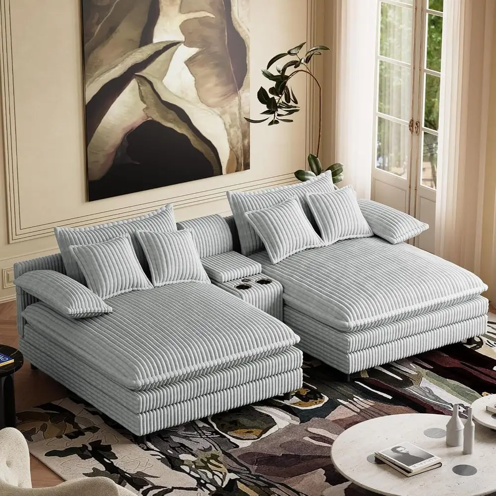 Grey Oversized Indoor Chaise Lounge Chair with Cup Holders, USB Charging, Storage, Adjustable Backrest, and Sleeper Loveseat
Grey Oversized Indoor Chaise Lounge Chair with Cup Holders, USB Charging, Storage, Adjustable Backrest, and Sleeper Loveseat