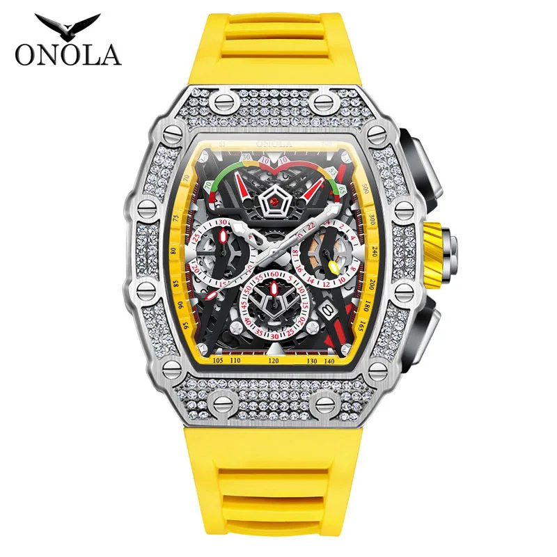 ONOLA Sports Iced Automatic Watches Men Casual Yellow Silicone Strap Fashion Diamond Tonneau Mechanical Wristwatch Man 2025 Hot
ONOLA Sports Iced Automatic Watches Men Casual Yellow Silicone Strap Fashion Diamond Tonneau Mechanical Wristwatch Man 2025 Hot