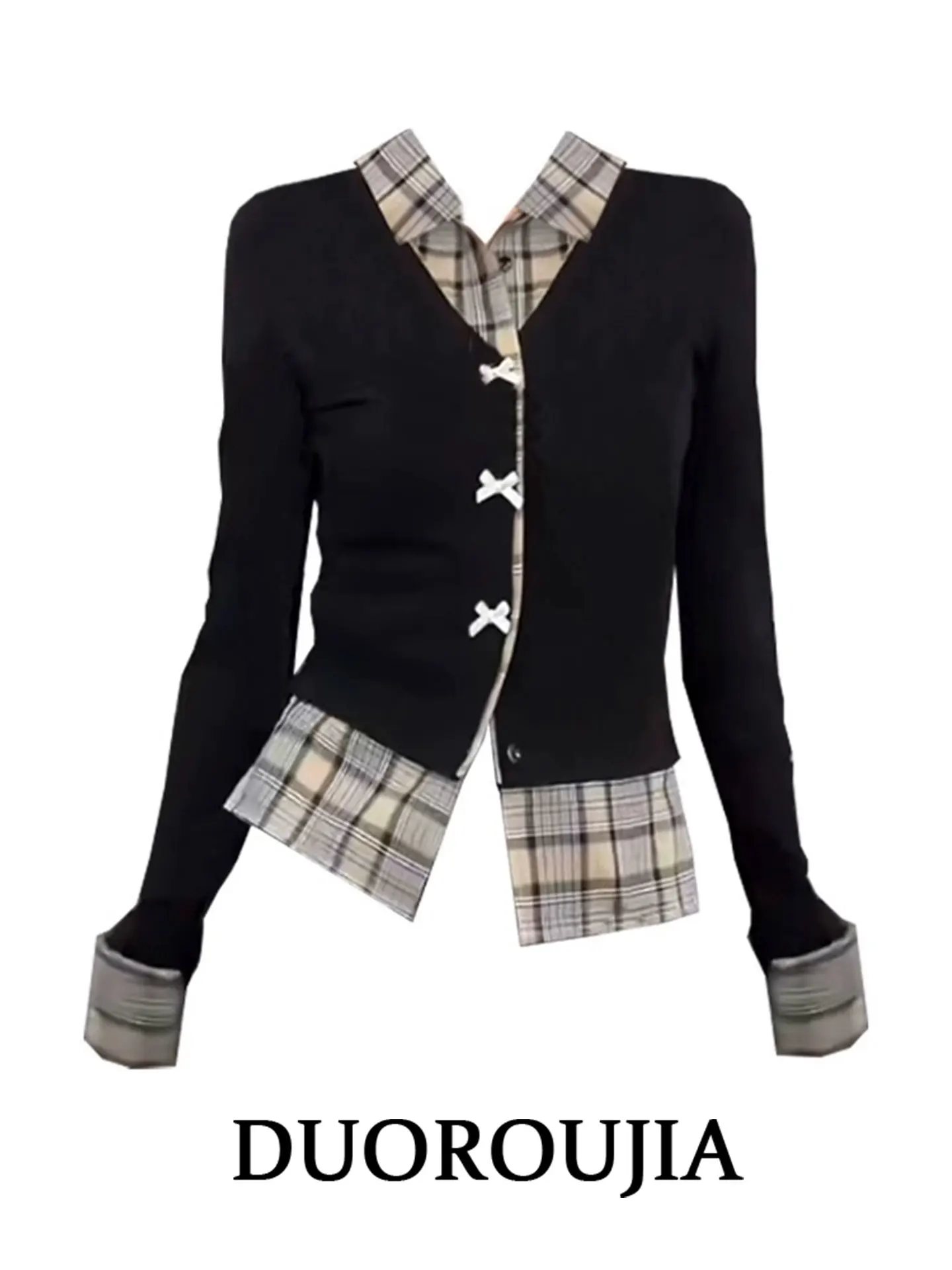 plus Size Women's Retro Plaid Long Sleeve Neck T-Shirt Autumn Design Sense Splicing Korean Style Slim Fit Commute Wind
plus Size Women's Retro Plaid Long Sleeve Neck T-Shirt Autumn Design Sense Splicing Korean Style Slim Fit Commute Wind