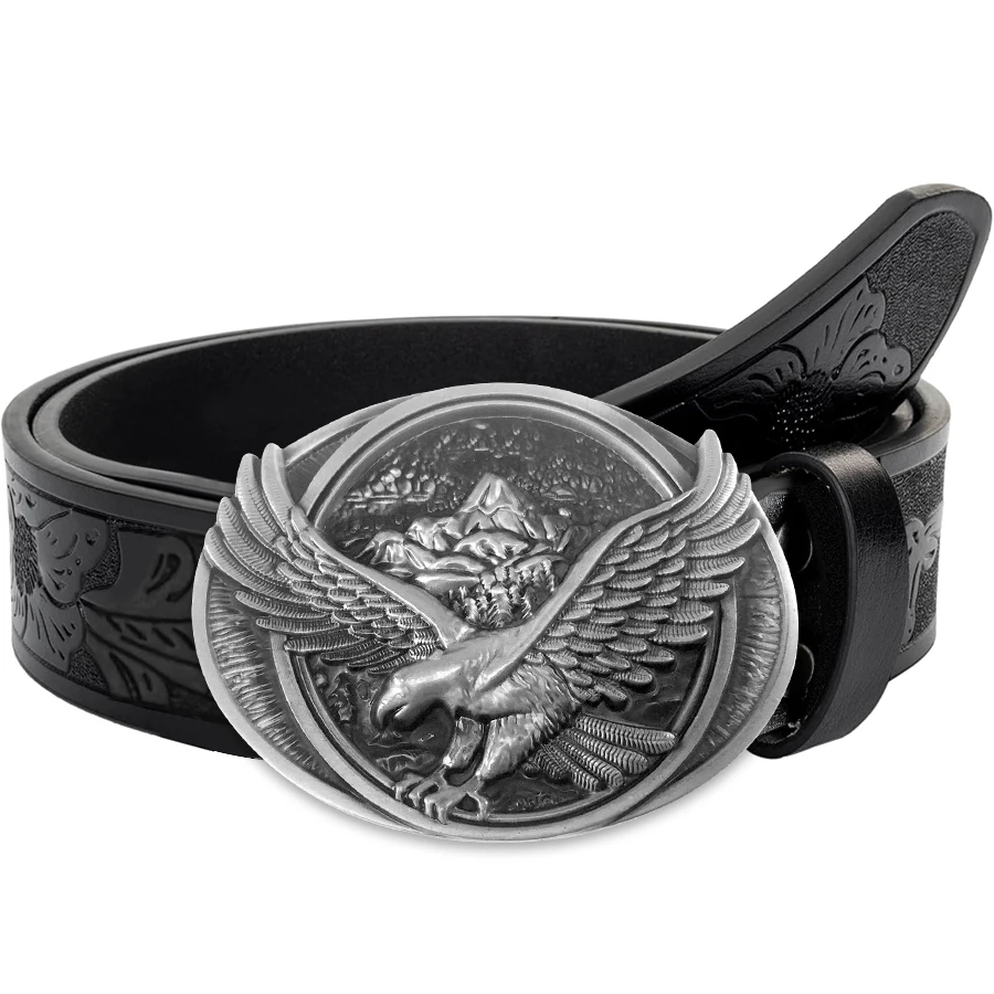 Silver eagle buckle head belt, exquisite carved large plate buckle alloy buckle head, unisex - irregular pattern carved floral l
Silver eagle buckle head belt, exquisite carved large plate buckle alloy buckle head, unisex - irregular pattern carved floral l