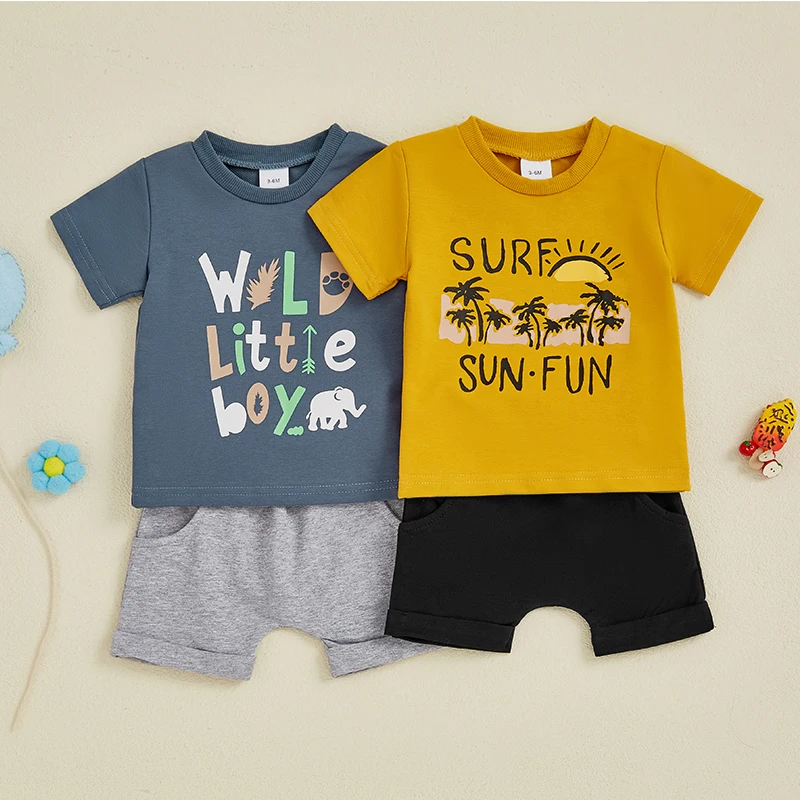 Infant Baby Boys Summer Shorts Set Short Sleeve O Neck Letter Print Tops and Solid Color Shorts 2pcs Sets Toddler Casual Clothes
Infant Baby Boys Summer Shorts Set Short Sleeve O Neck Letter Print Tops and Solid Color Shorts 2pcs Sets Toddler Casual Clothes