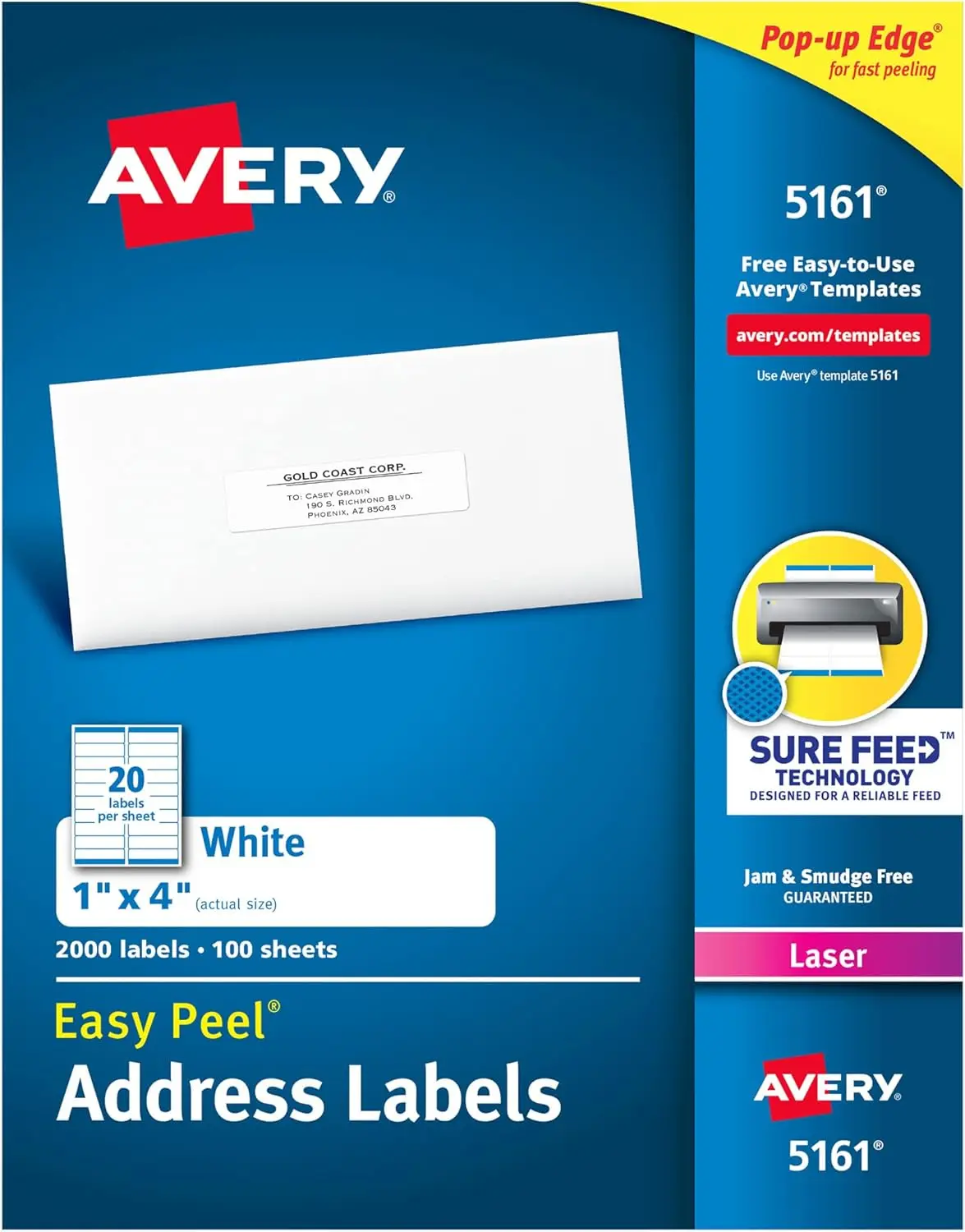 Easy Peel Printable Address Labels, 1" x 4", White, 2,000 Blank Mailing Labels for Laser Printers
Easy Peel Printable Address Labels, 1" x 4", White, 2,000 Blank Mailing Labels for Laser Printers