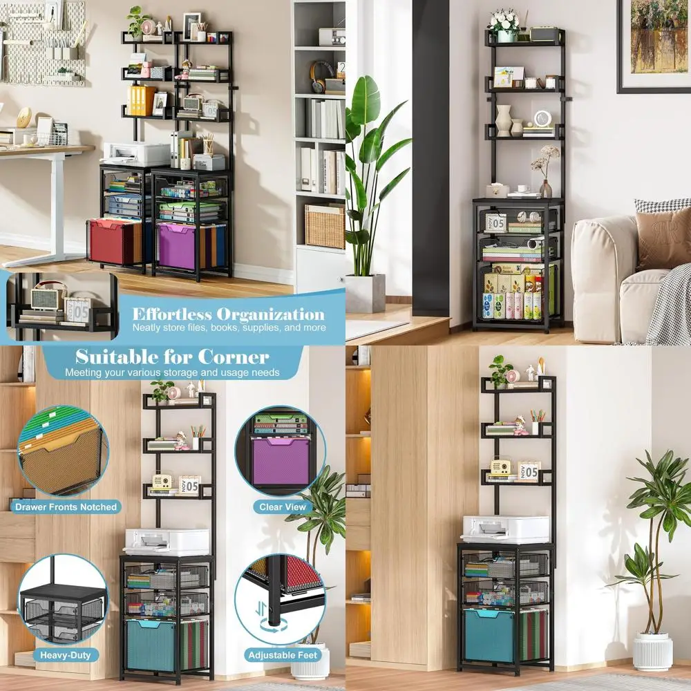 61 High-Capacity Vertical File Cabinet with Metal Mesh Drawers, Printer Stand, and Letter-Size Filing for Home Office, Black
61 High-Capacity Vertical File Cabinet with Metal Mesh Drawers, Printer Stand, and Letter-Size Filing for Home Office, Black