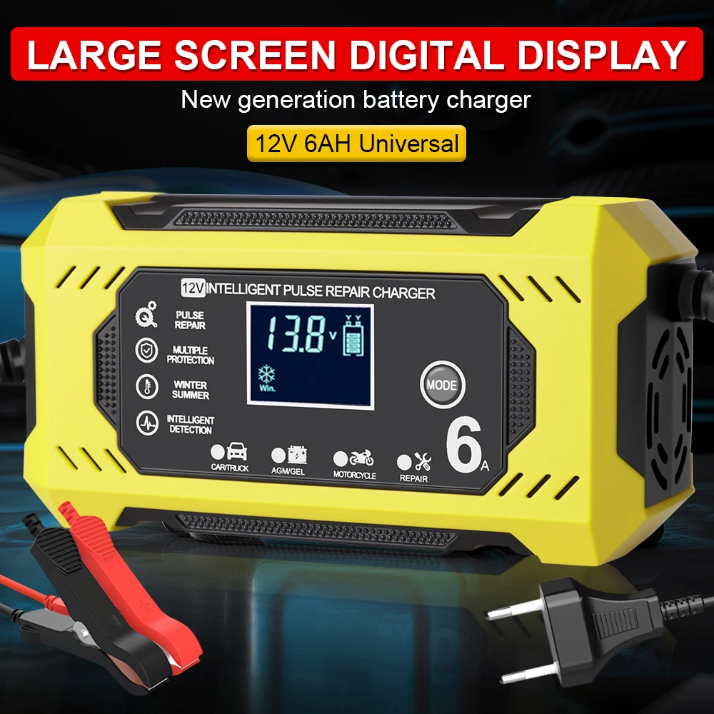 6A 12V For Lead Acid AGM Batteries Household Storage Cell Chargers Intelligent Pulse Repair Charging Device Car Battery Chargers
6A 12V For Lead Acid AGM Batteries Household Storage Cell Chargers Intelligent Pulse Repair Charging Device Car Battery Chargers