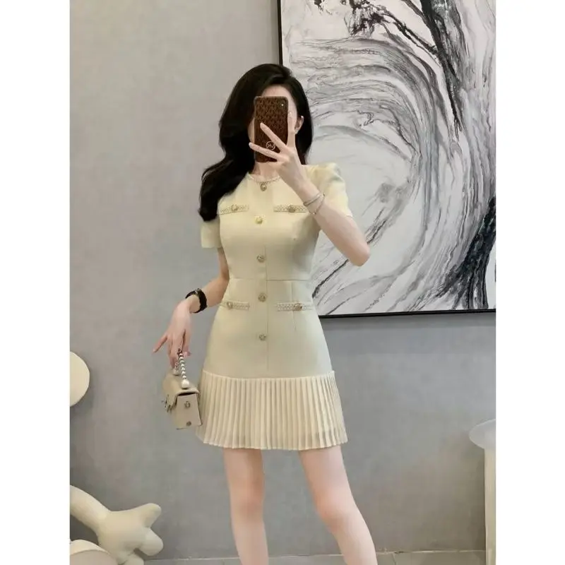 Elegant Splice Design Slimming Summer Dress Trendy Fashionable Women's Clothing Short Sleeve Polyester Fabric Belted Waist
Elegant Splice Design Slimming Summer Dress Trendy Fashionable Women's Clothing Short Sleeve Polyester Fabric Belted Waist