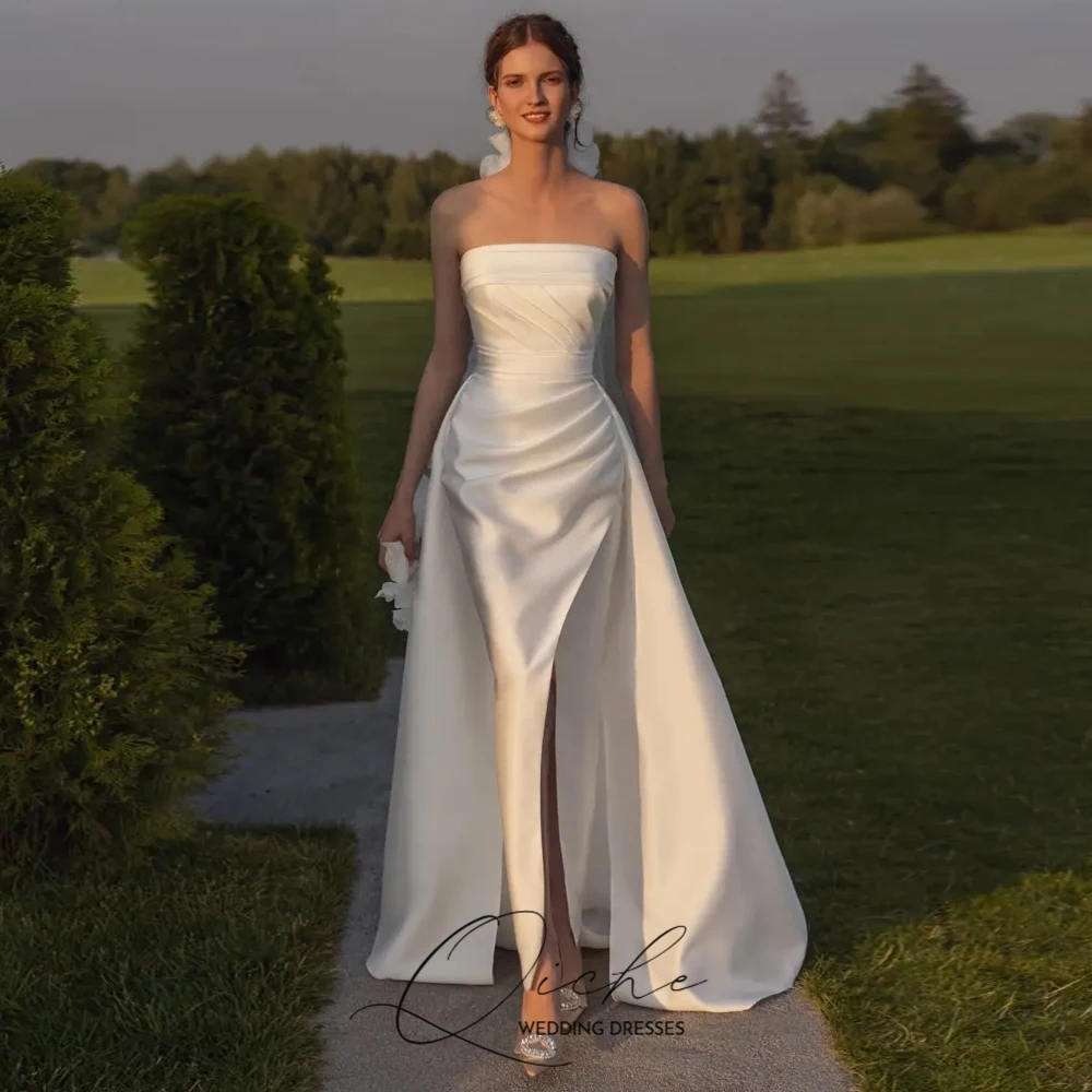 QICHE 2025 Romantic French Style Wedding Dresses Straight Slit Strapless Bridal Gown with Train Customized Bride's Dresses
QICHE 2025 Romantic French Style Wedding Dresses Straight Slit Strapless Bridal Gown with Train Customized Bride's Dresses