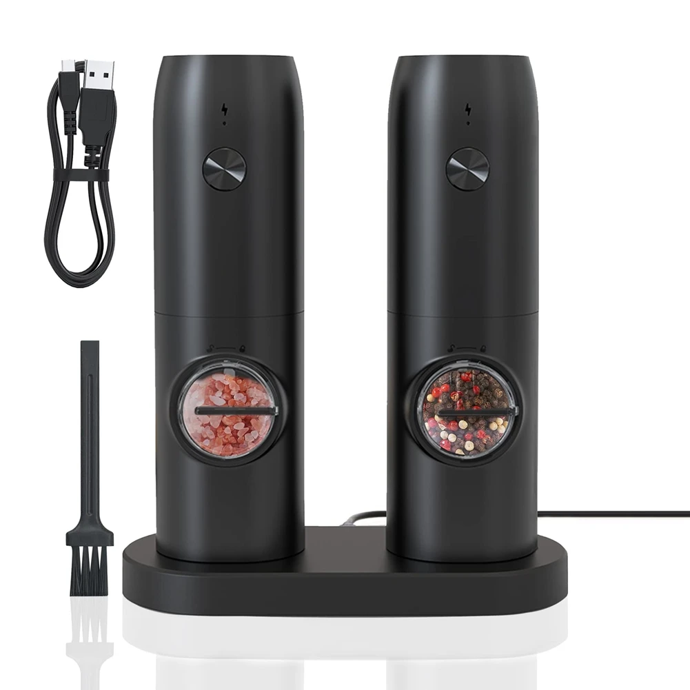 Electric Salt and Pepper Grinder Set with USB Rechargeable, Adjustable Coarseness Electronic Pepper Mill Shakers
Electric Salt and Pepper Grinder Set with USB Rechargeable, Adjustable Coarseness Electronic Pepper Mill Shakers