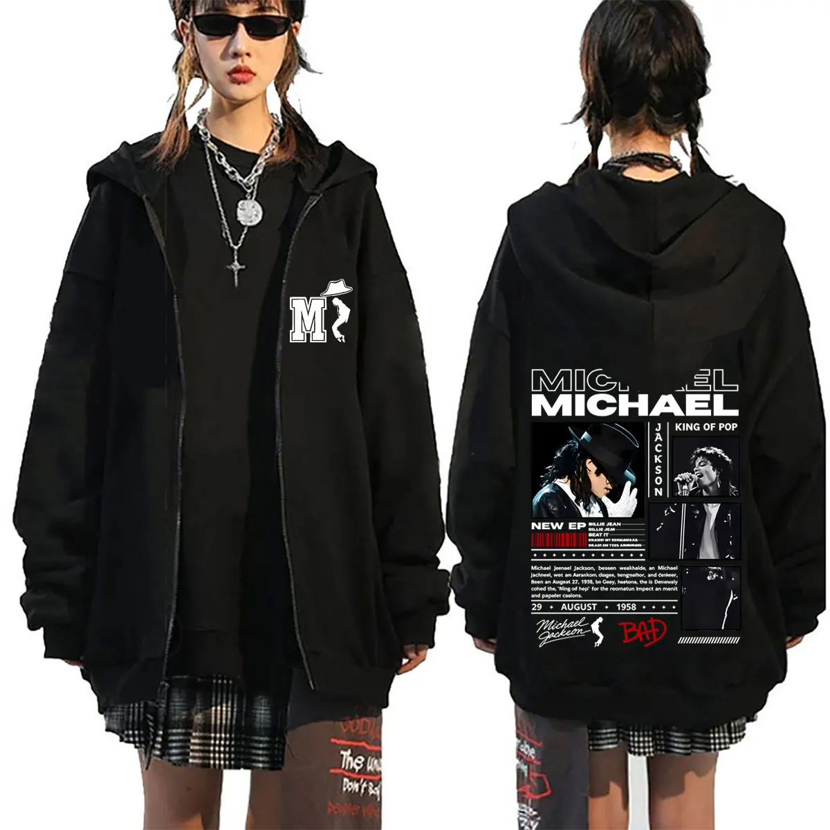 Michael Jackson King of Pop Graphic Zipper Hoodie Men Women Retro Gothic Rock Zip Up Jacket Men's Oversized Zip Up Sweatshirts
Michael Jackson King of Pop Graphic Zipper Hoodie Men Women Retro Gothic Rock Zip Up Jacket Men's Oversized Zip Up Sweatshirts