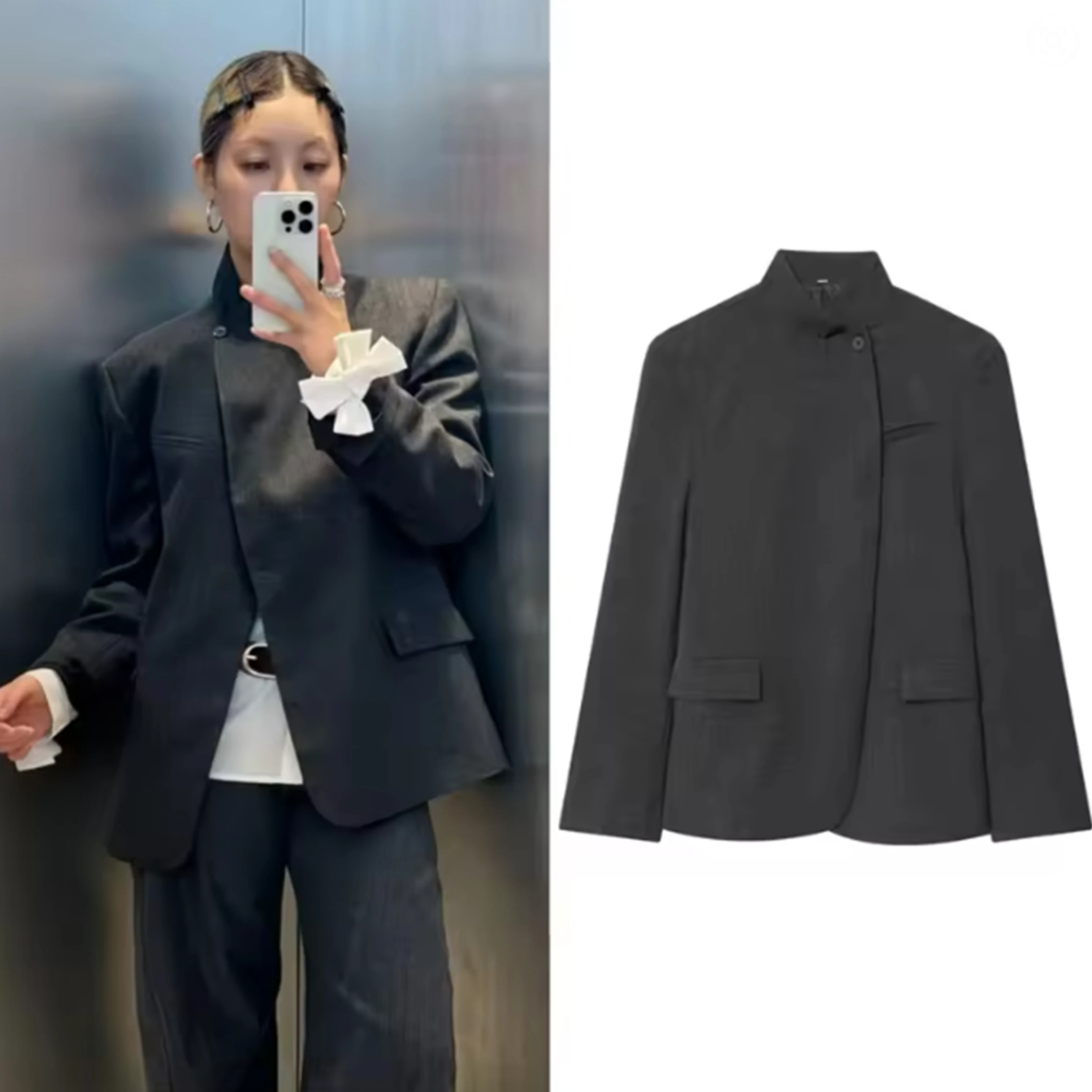 Women New Suit Jacket Fall Arrivals Gray Long Sleeve Pocket-Decorated Stand Collar Blazer Commuter Fashion Casual and Stylish
Women New Suit Jacket Fall Arrivals Gray Long Sleeve Pocket-Decorated Stand Collar Blazer Commuter Fashion Casual and Stylish