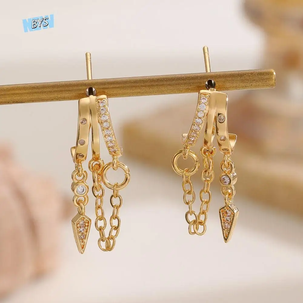 Sparkling CZ Triple Stud Earrings Hypoallergenic Stainless Steel Statement Chain Earring Micro-inlay Zircon Dainty Drop Earrings
Sparkling CZ Triple Stud Earrings Hypoallergenic Stainless Steel Statement Chain Earring Micro-inlay Zircon Dainty Drop Earrings