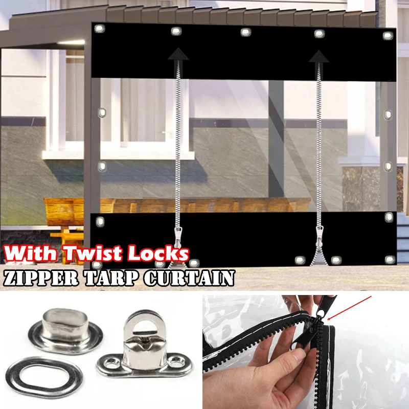 Heavy Duty Tarp Curtain Outdoor Pergola See Though Zipper Tarpaulin with Twist Locks Transparent Gazebo Windproof Screen
Heavy Duty Tarp Curtain Outdoor Pergola See Though Zipper Tarpaulin with Twist Locks Transparent Gazebo Windproof Screen