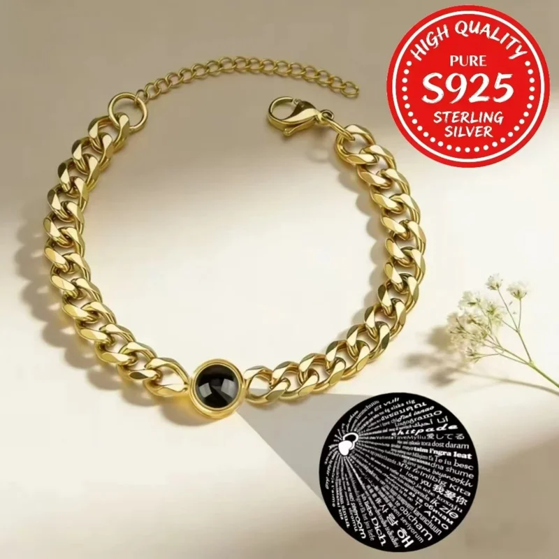 100 Languages I Love You Projection 925 Sterling Silver Cuban Chain Bracelet Custom Text, Hip Hop Heart Light Gift
100 Languages I Love You Projection 925 Sterling Silver Cuban Chain Bracelet Custom Text, Hip Hop Heart Light Gift