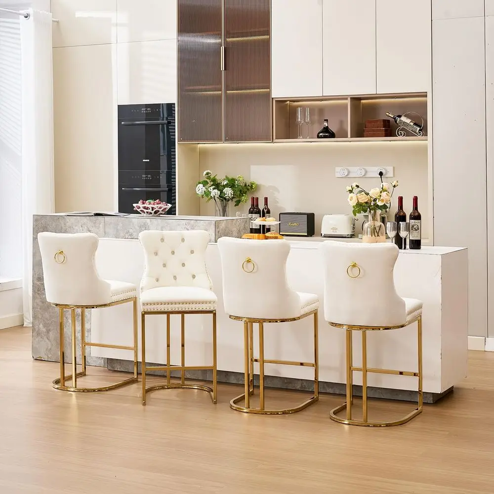 Counter Height Bar Stools Set of 4, 26 Modern Barstools with Back, Velvet Upholstery Counter Chairs with Metal Legs for Kitchen
Counter Height Bar Stools Set of 4, 26 Modern Barstools with Back, Velvet Upholstery Counter Chairs with Metal Legs for Kitchen