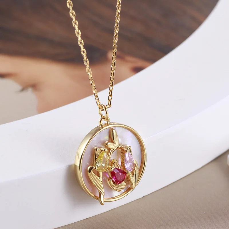KS European and American Fashion Trend Versatile Girl Round Tulip Flower Shell Zircon Necklace
KS European and American Fashion Trend Versatile Girl Round Tulip Flower Shell Zircon Necklace