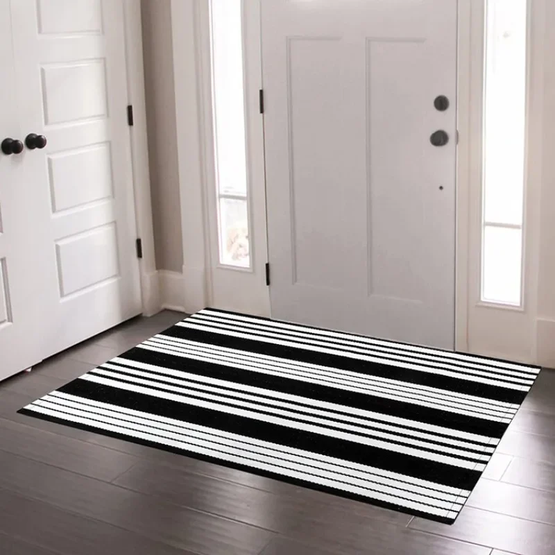 Hand woven striped carpet machine washable living room geometric mat, coffee table mat, bathroom mat, entrance door
Hand woven striped carpet machine washable living room geometric mat, coffee table mat, bathroom mat, entrance door