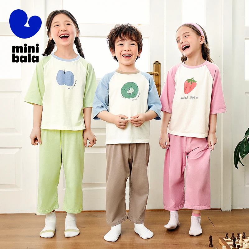 Mini Bala Boys and Girls Skin-Friendly Pure Cotton Homewear Set Baby Nine-Point Pants Pajamas for Cozy Nights 
Mini Bala Boys and Girls Skin-Friendly Pure Cotton Homewear Set Baby Nine-Point Pants Pajamas for Cozy Nights