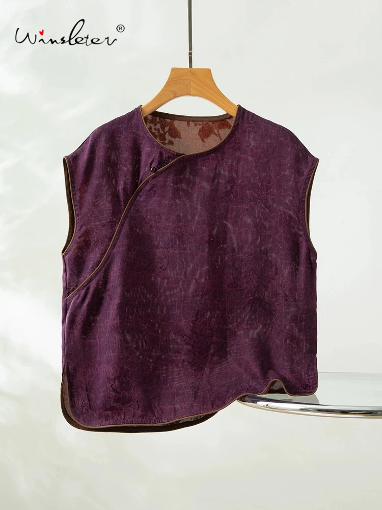 Winsleter-100%Real Silk Watered Gauze Elegant Vest Coat, O Neck Jacquard, Women Vintage Casual Waistcoat, 2026 Summer C65001CC
Winsleter-100%Real Silk Watered Gauze Elegant Vest Coat, O Neck Jacquard, Women Vintage Casual Waistcoat, 2026 Summer C65001CC