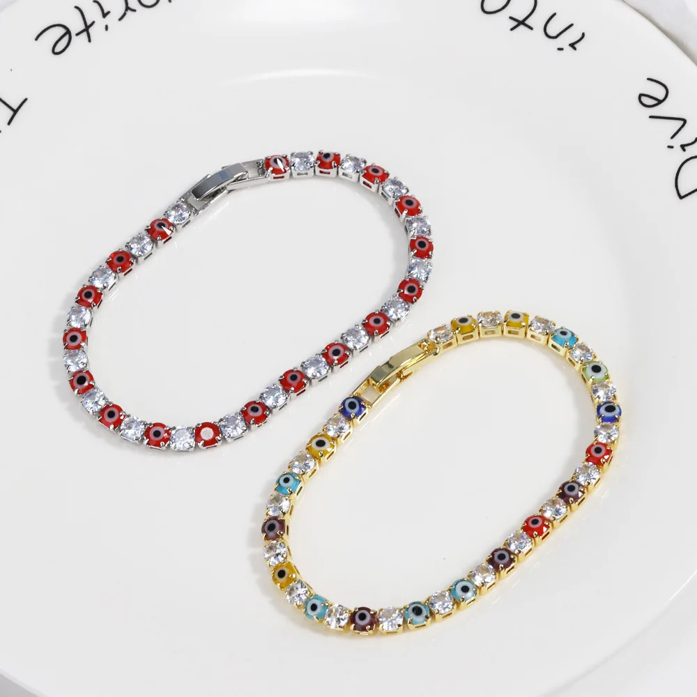 Colorful Evil Eye 4mm Cubic Zirconia Tennis Chain Fashion Hip Hop Punk Style Elegant Versatile Charm Bracelet Daily Party Women
Colorful Evil Eye 4mm Cubic Zirconia Tennis Chain Fashion Hip Hop Punk Style Elegant Versatile Charm Bracelet Daily Party Women