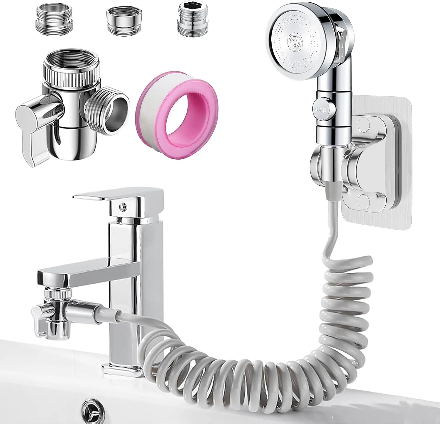 Sink Faucet Sprayer Attachment Set with 3 Spray Modes, 9.8ft Hose, Kitchen Bathroom Pet Shower Head for Hair Washing and Dog
Sink Faucet Sprayer Attachment Set with 3 Spray Modes, 9.8ft Hose, Kitchen Bathroom Pet Shower Head for Hair Washing and Dog