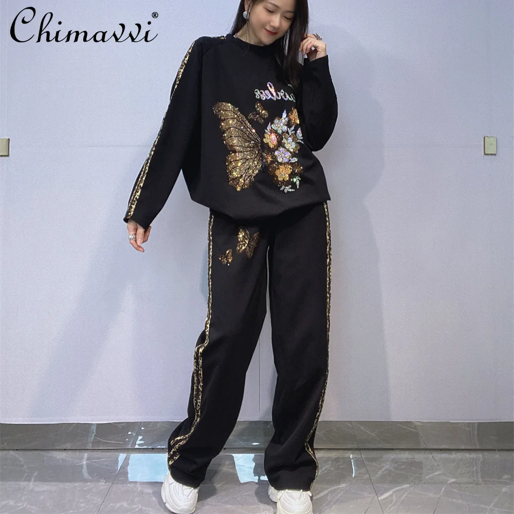 Осенне-зимний модный комплект большого размера со стразами, женский свободный топ с длинными рукавами, длинные брюки, уличная одежда, женский комплект из двух предметов
Осенне-зимний модный комплект большого размера со стразами, женский свободный топ с длинными рукавами, длинные брюки, уличная одежда, женский комплект из двух предметов