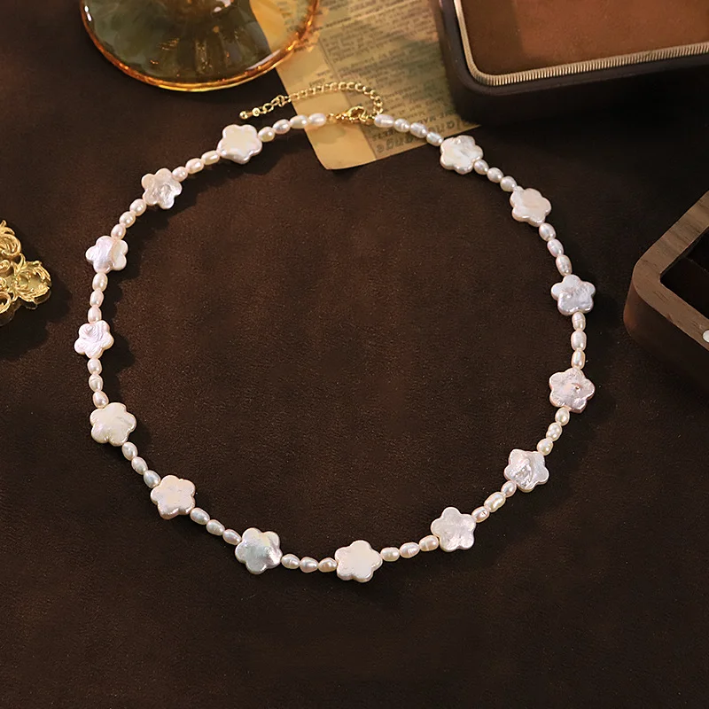 Charm Freshwater Baroque Pearl Flower Necklace Minimalist Versatile Choker Luxury Elegant Clavicle Chain Fashion Jewelry Women
Charm Freshwater Baroque Pearl Flower Necklace Minimalist Versatile Choker Luxury Elegant Clavicle Chain Fashion Jewelry Women