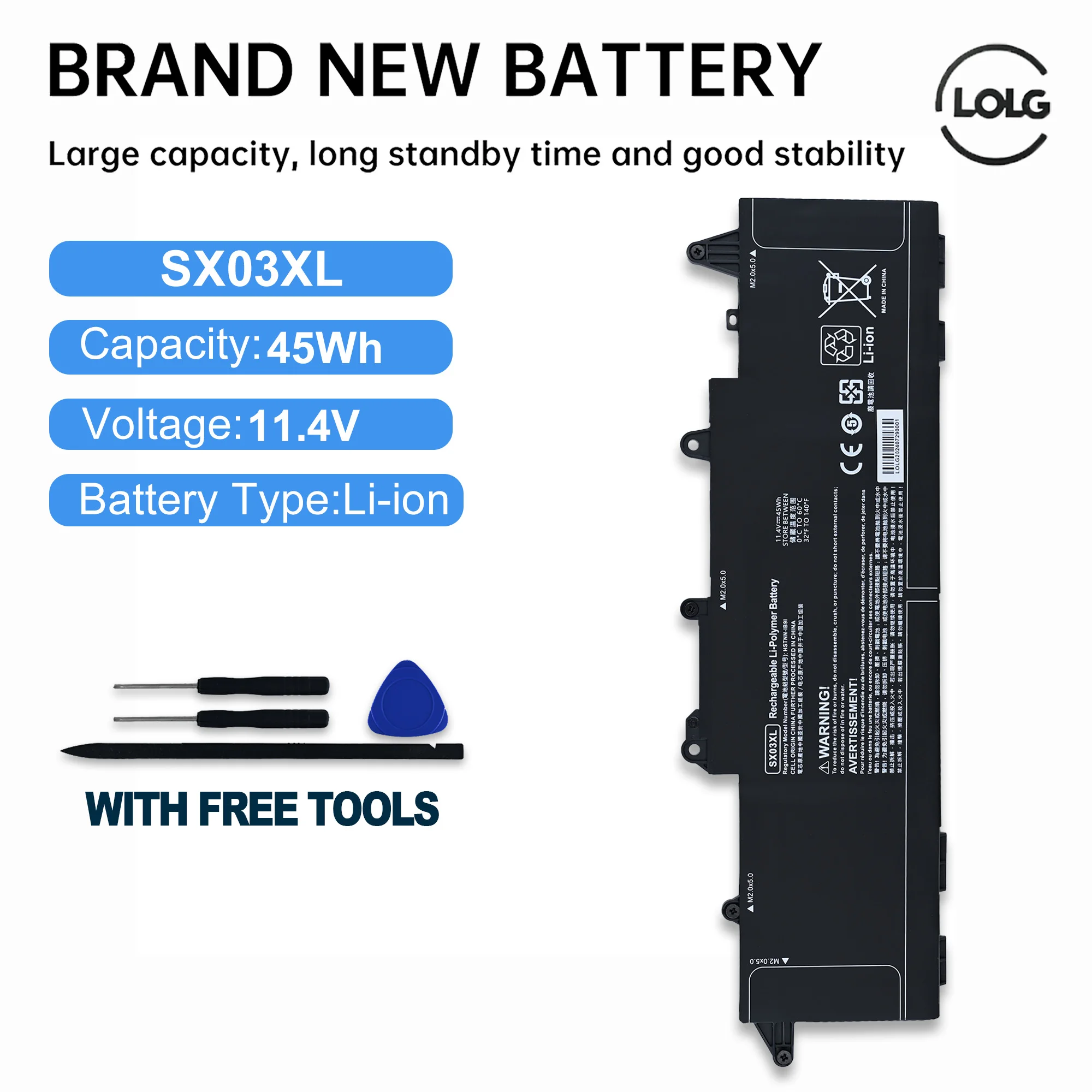 LOLG SX03XL 11.4V 45Wh Laptop Battery Replacement for HP ProBook X360 435 G7 G8 G10 1F3G6EA 1F3G9EA 1Q2W3ES 1V2Y7PA 1L3L2EA 3S07
LOLG SX03XL 11.4V 45Wh Laptop Battery Replacement for HP ProBook X360 435 G7 G8 G10 1F3G6EA 1F3G9EA 1Q2W3ES 1V2Y7PA 1L3L2EA 3S07