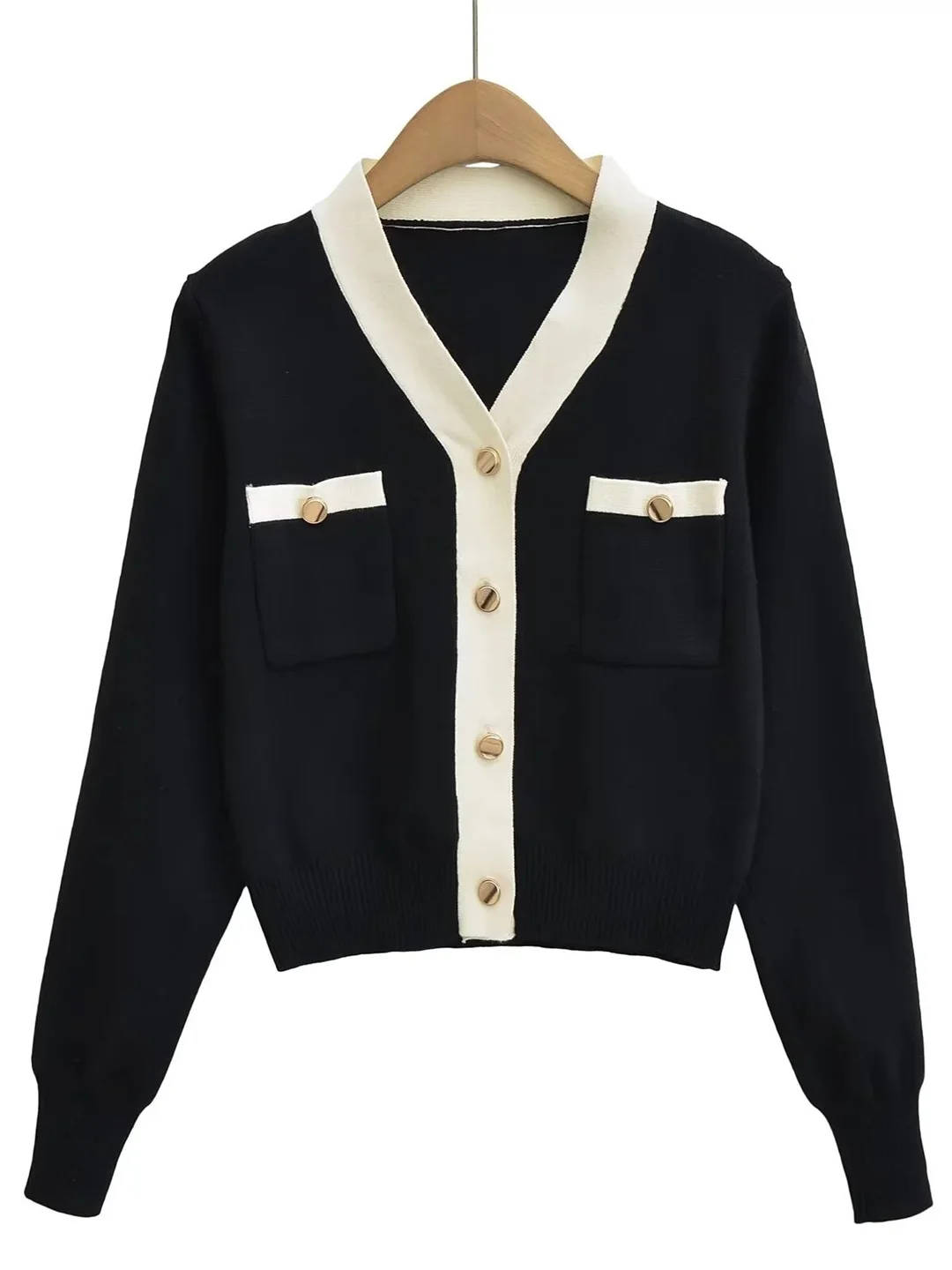 American Sle V-Ne Spliced Long Sve Open Cardigan Knitted Sweater Women's ort Coat ket Buttoning Slim Fit Autumn New
American Sle V-Ne Spliced Long Sve Open Cardigan Knitted Sweater Women's ort Coat ket Buttoning Slim Fit Autumn New