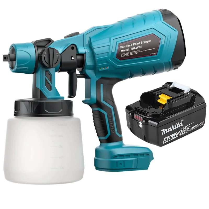 Электрический распылитель краски для Makita BL1860, 18 В, аккумулятор 1 л, беспроводной портативный распылитель краски, набор инструментов для автоматической покраски мебели
Электрический распылитель краски для Makita BL1860, 18 В, аккумулятор 1 л, беспроводной портативный распылитель краски, набор инструментов для автоматической покраски мебели