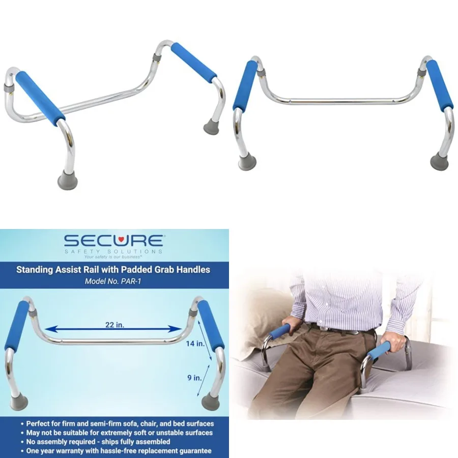 Stand Assist Rail for Elderly with Padded Grab Bar Handles - Chair and Couch Lift Assist Standing Support for Disabled - Handic
Stand Assist Rail for Elderly with Padded Grab Bar Handles - Chair and Couch Lift Assist Standing Support for Disabled - Handic