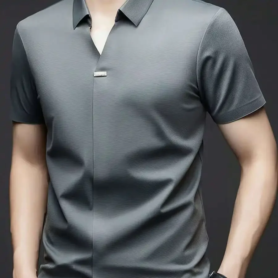 Mens V-Neck Short Sleeve Casual T-Shirt Solid Color Ribbed Knit Summer
Mens V-Neck Short Sleeve Casual T-Shirt Solid Color Ribbed Knit Summer