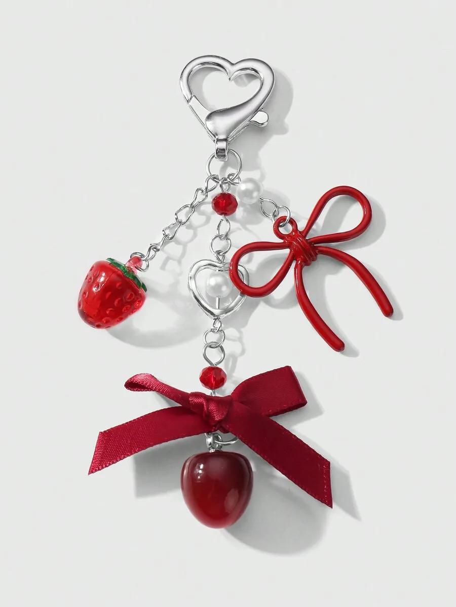 Kawaii 1pc Korean Style Elegant & Chic Silver Chain Ribbon Acrylic Bowknot Resin Strawberry/Cherry Pendant Keychain, Fashionable
Kawaii 1pc Korean Style Elegant & Chic Silver Chain Ribbon Acrylic Bowknot Resin Strawberry/Cherry Pendant Keychain, Fashionable
