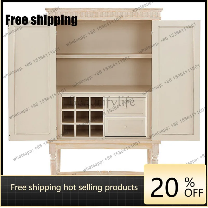 LD French solid wood retro dining side cabinet small apartment double door display cabinet with drawers
LD French solid wood retro dining side cabinet small apartment double door display cabinet with drawers