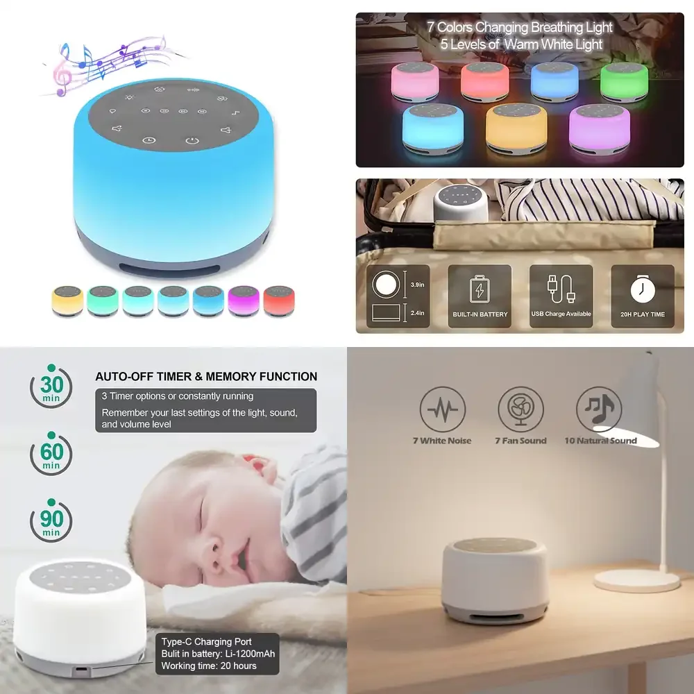 European Simple Baby Sleep Night Light White Noise Machine for Bluetooth Battery Powered ABS Table Lamp USB Connectivity
European Simple Baby Sleep Night Light White Noise Machine for Bluetooth Battery Powered ABS Table Lamp USB Connectivity