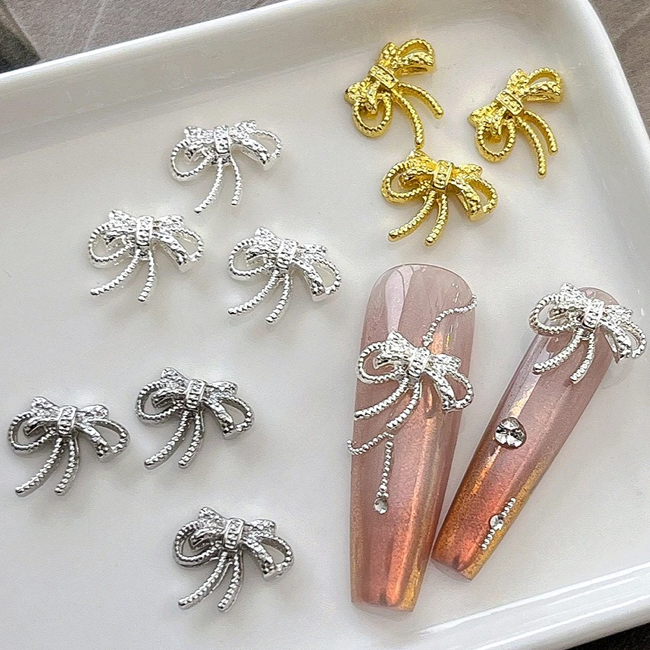 Gold Silver Bowknot Ribbon Luxury Rhinestone Bow Tie Cute Butterfly Metal Alloy Nail Art Decorations Charms Manicure Accessories
Gold Silver Bowknot Ribbon Luxury Rhinestone Bow Tie Cute Butterfly Metal Alloy Nail Art Decorations Charms Manicure Accessories