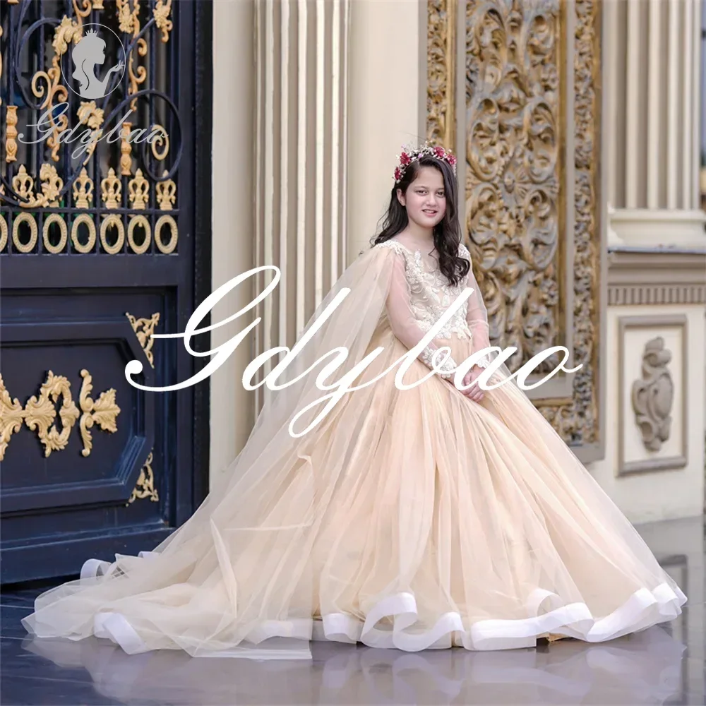 Princess Lace Applique Long Sleeve Pleat Formal Flower Girl Dress Floor Length Sweep Train First Communion Gown Customized 2025
Princess Lace Applique Long Sleeve Pleat Formal Flower Girl Dress Floor Length Sweep Train First Communion Gown Customized 2025