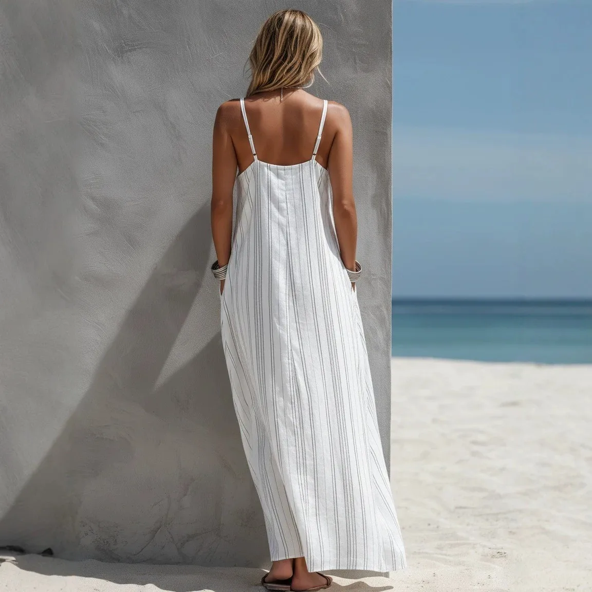 Summer Woman Dress Spaghetti Strap Dresses Women's Casual Maxi Dress Light Blue Slip Dress Square Neck with Side Pockets
Summer Woman Dress Spaghetti Strap Dresses Women's Casual Maxi Dress Light Blue Slip Dress Square Neck with Side Pockets