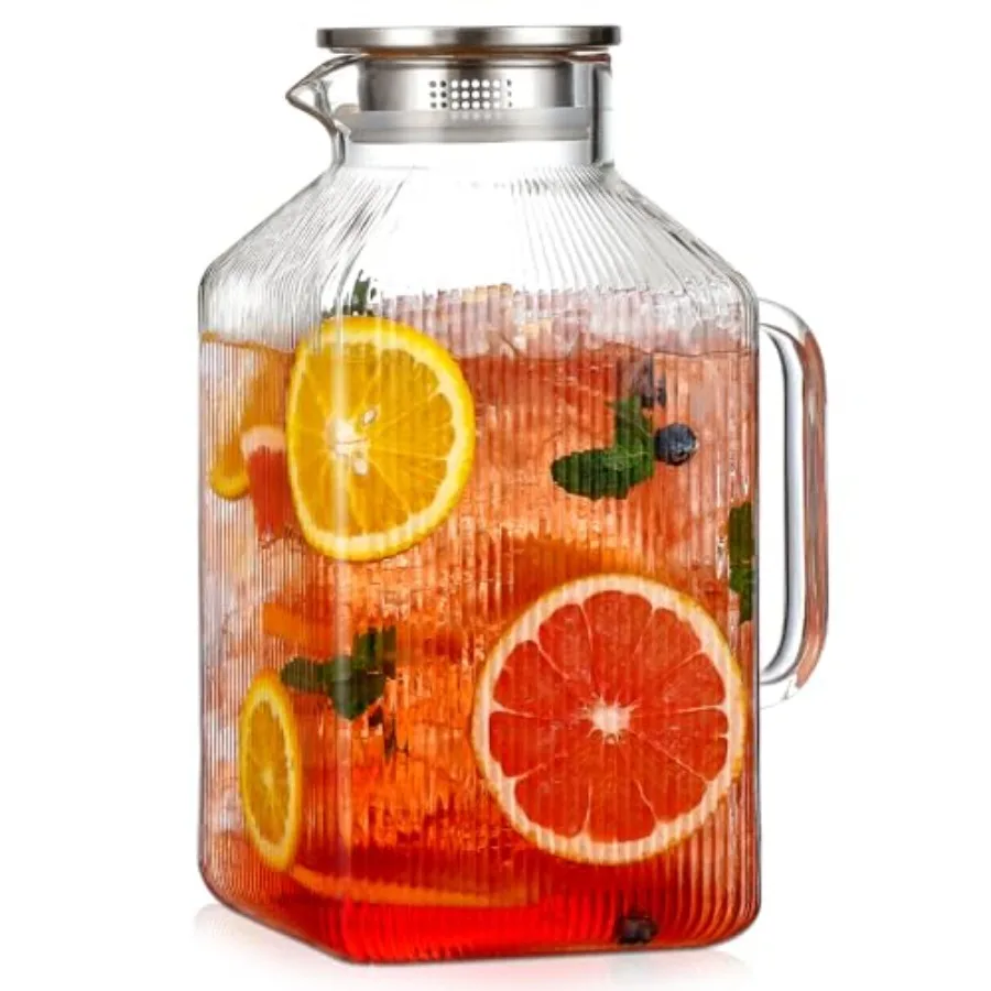 1 Gallon thickened Square Glass Pitcher with Lid Classic Stripes Water Pitchers for Fridge Borosilicate Glass Carafe for Hot/Co
1 Gallon thickened Square Glass Pitcher with Lid Classic Stripes Water Pitchers for Fridge Borosilicate Glass Carafe for Hot/Co