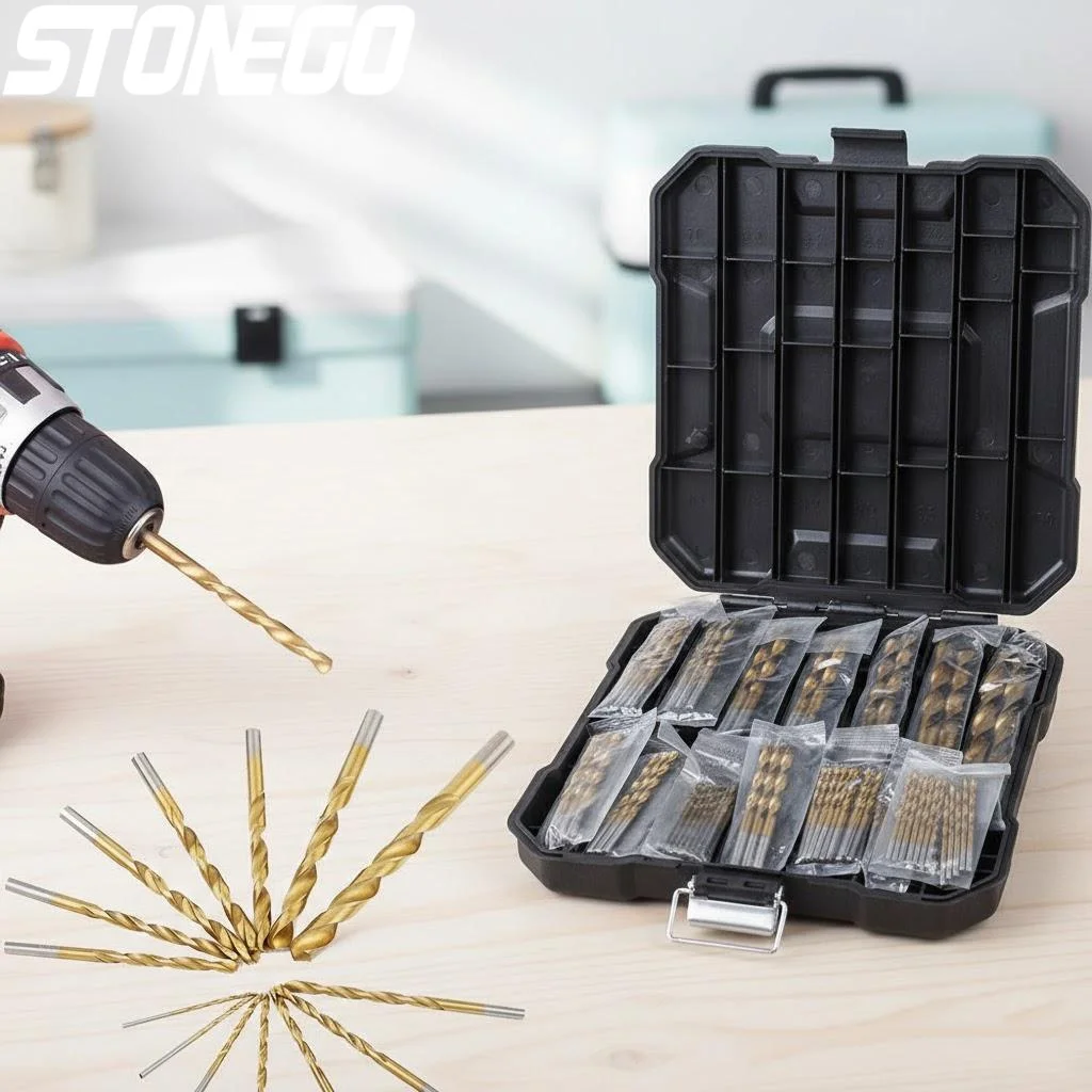 Titanium Coated Straight Shank Twist Drill Bits Set 99 Pieces for Wood Metal Plastic High Speed Drilling Kit Professionals
Titanium Coated Straight Shank Twist Drill Bits Set 99 Pieces for Wood Metal Plastic High Speed Drilling Kit Professionals