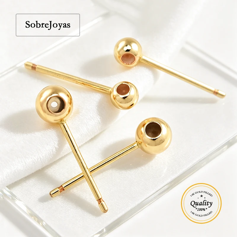 14K Gold Filled Bead Stud Earrings with 3/4mm Post And 0.5mm ID Silicone for DIY Jewelry Making Handmade Earring Accessories
14K Gold Filled Bead Stud Earrings with 3/4mm Post And 0.5mm ID Silicone for DIY Jewelry Making Handmade Earring Accessories