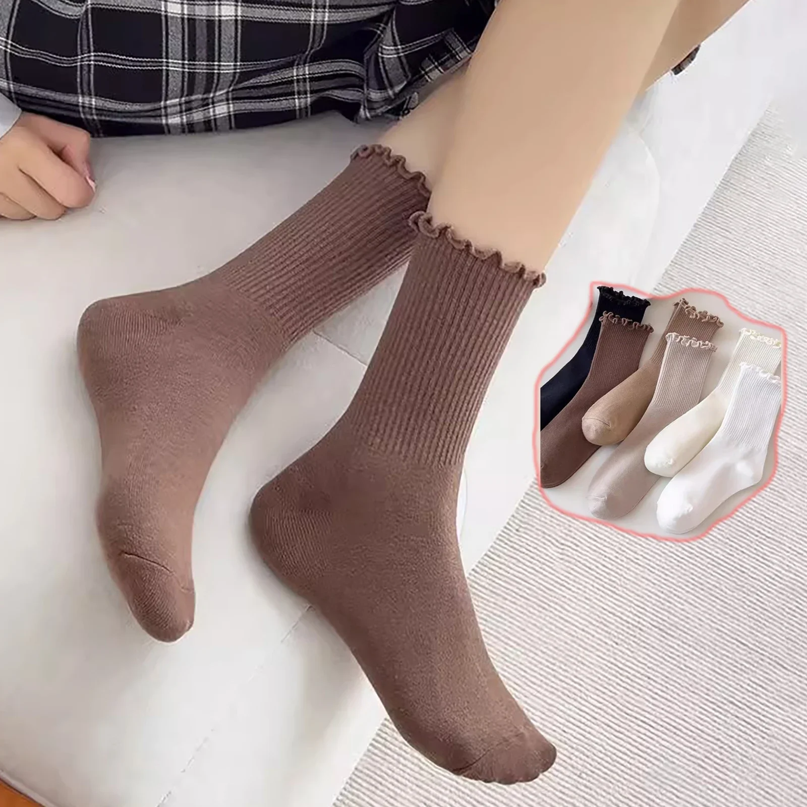 Cotton Socks for Women Girls Ruffle Top Solid Color Spring Autumn Breathable Soft Mid-calf Sock 1 Pair or 2 Pairs
Cotton Socks for Women Girls Ruffle Top Solid Color Spring Autumn Breathable Soft Mid-calf Sock 1 Pair or 2 Pairs