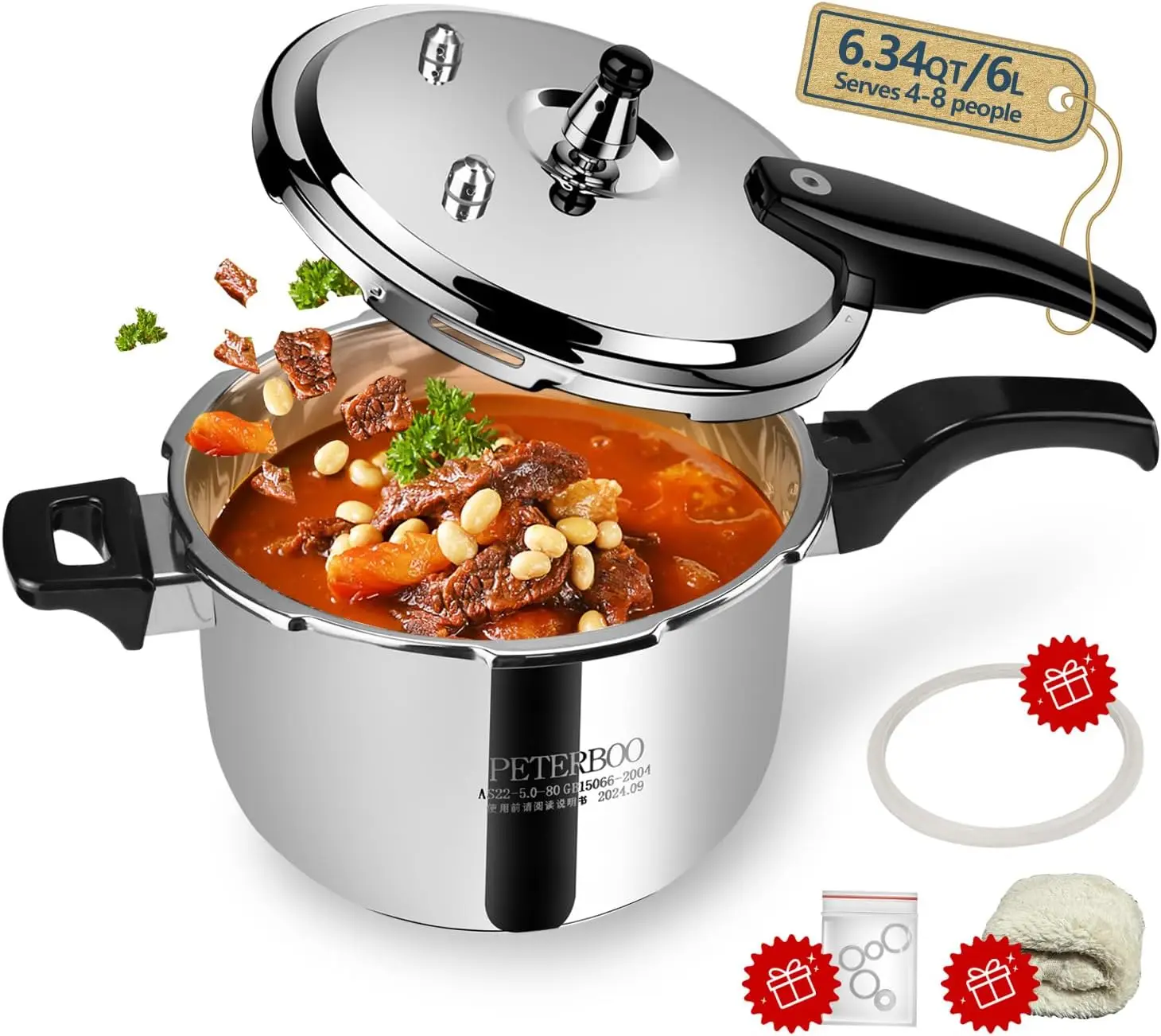 Premium 6.34 Quart Stainless Steel Pressure Cooker, Professional Performance, Durable Design for Daily Family Cooking
Premium 6.34 Quart Stainless Steel Pressure Cooker, Professional Performance, Durable Design for Daily Family Cooking
