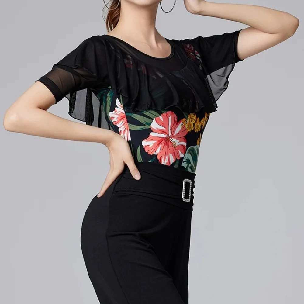 Latin Dancewear Top Women Spring Mesh Ruffle Modern Dance Practice Top,Stretch Breathable Attire For Training And Competition
Latin Dancewear Top Women Spring Mesh Ruffle Modern Dance Practice Top,Stretch Breathable Attire For Training And Competition