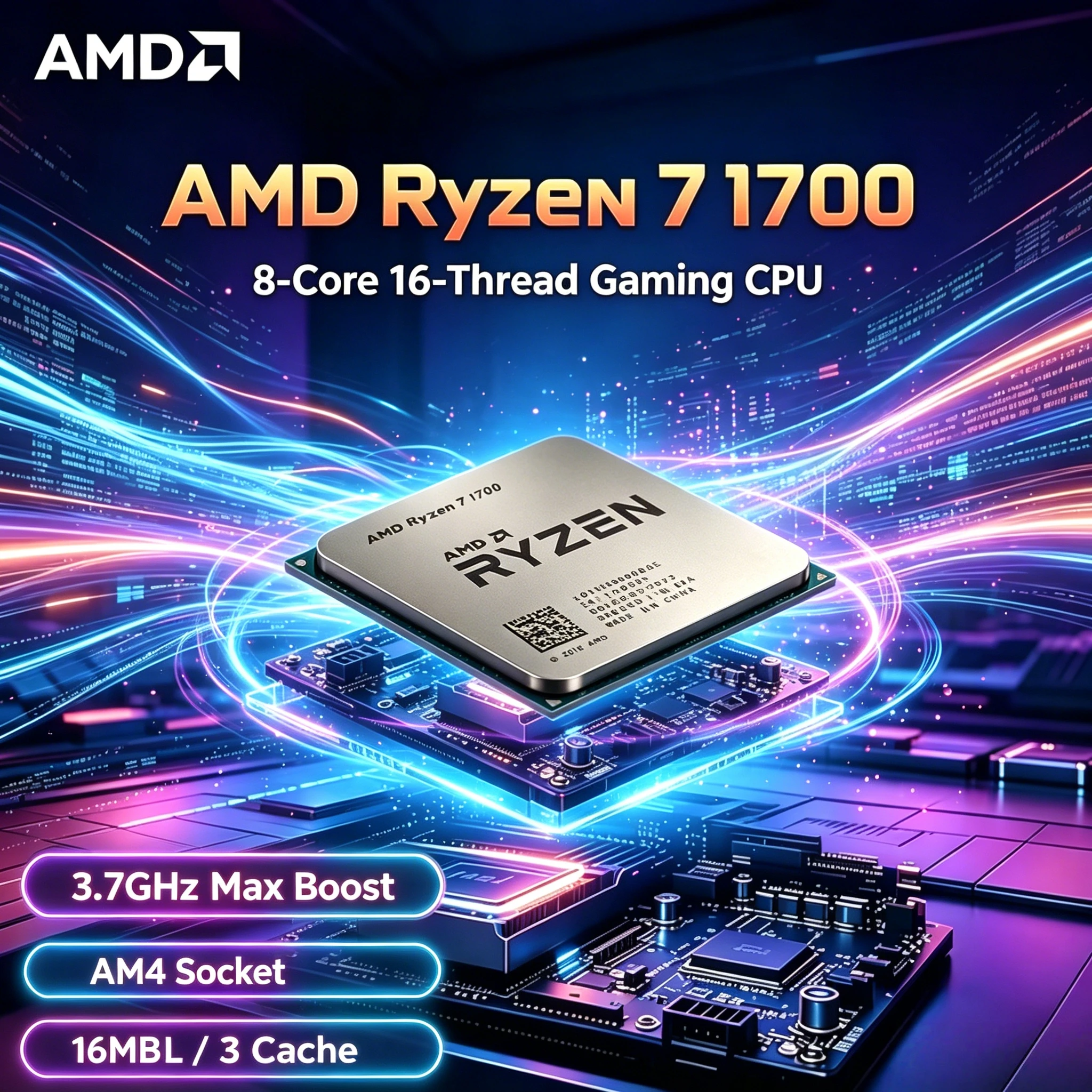 AMD Ryzen 7 1700 8-Core 16-Thread 65W 3.7GHz Boost 16MB L3 Cache AM4 Unlocked & DDR4 & Efficient & Multitasking & Reliable
AMD Ryzen 7 1700 8-Core 16-Thread 65W 3.7GHz Boost 16MB L3 Cache AM4 Unlocked & DDR4 & Efficient & Multitasking & Reliable