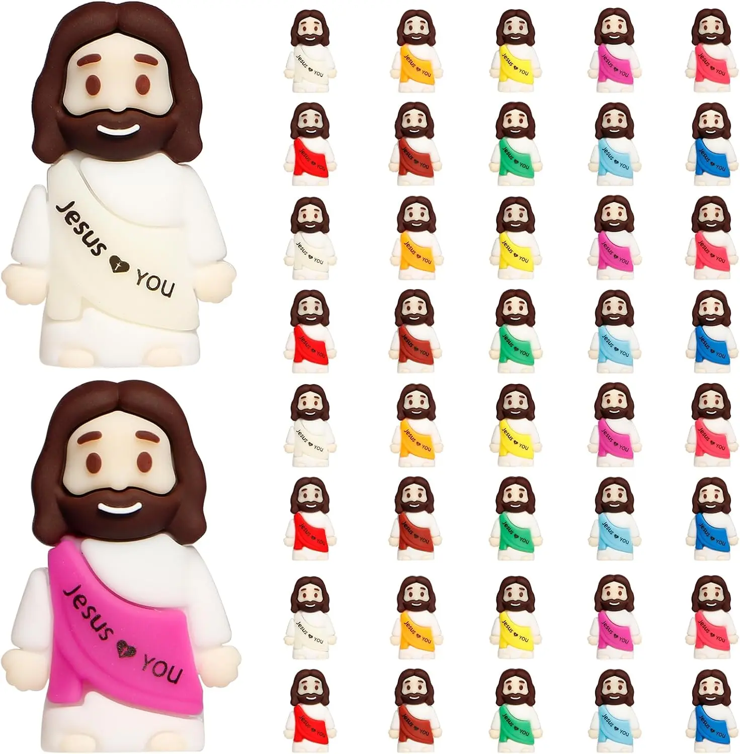 40PCS Little Jesus Figures, 10 Colors Mini Jesus Figurines Bulk, Religious Gifts for Christian Women Mom Kids
40PCS Little Jesus Figures, 10 Colors Mini Jesus Figurines Bulk, Religious Gifts for Christian Women Mom Kids