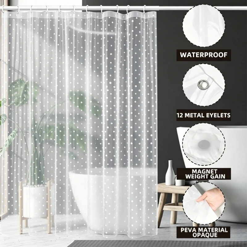 Upgraded 180/180cm PEVA Waterproof Shower Curtain, Anti-Mildew Bathroom Curtain with Rustproof Grommets, Wet-Dry Separation
Upgraded 180/180cm PEVA Waterproof Shower Curtain, Anti-Mildew Bathroom Curtain with Rustproof Grommets, Wet-Dry Separation